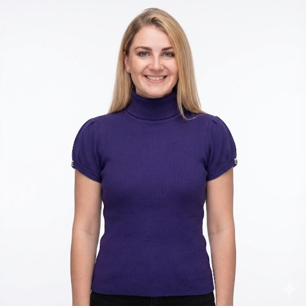 APT 9 Sweater Purple Knit Turtle Neck Pullover Buckle Sleeves PXL Petite XL